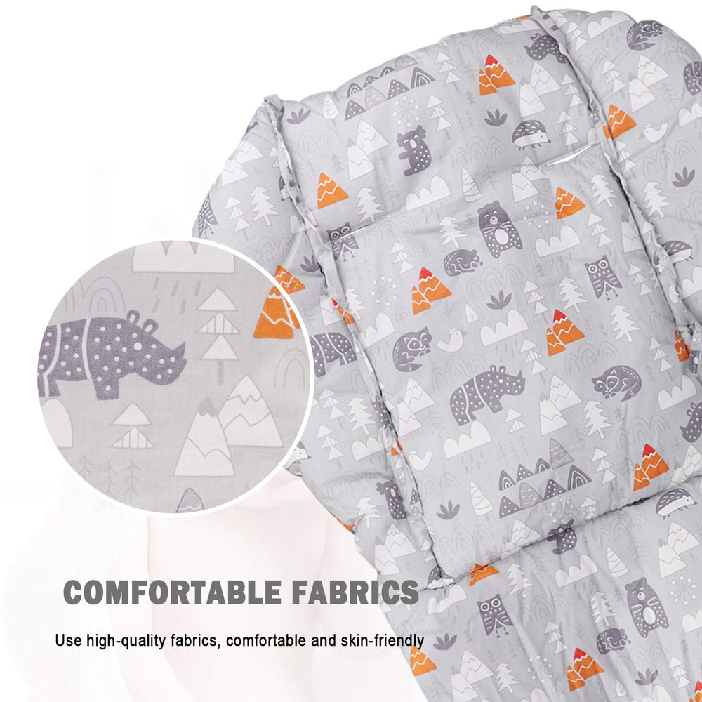 Versatile Lomgwumy cushion fits high chairs, dining chairs, and strollers.