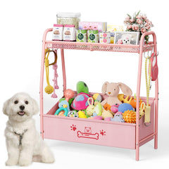 Lomivra large dog toy basket with top shelf keeps toys organized and reachable