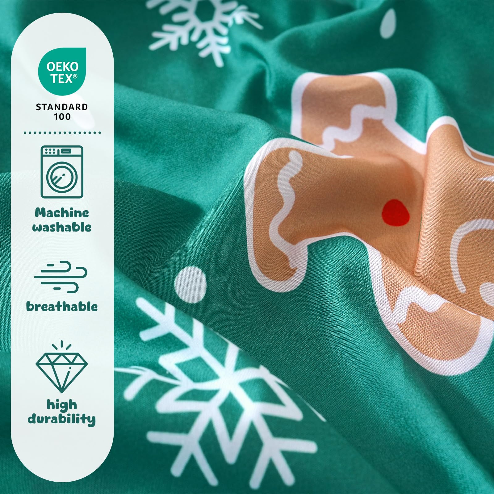 LONAVA Gingerbread-Man comforter close-up highlights soft microfiber texture.