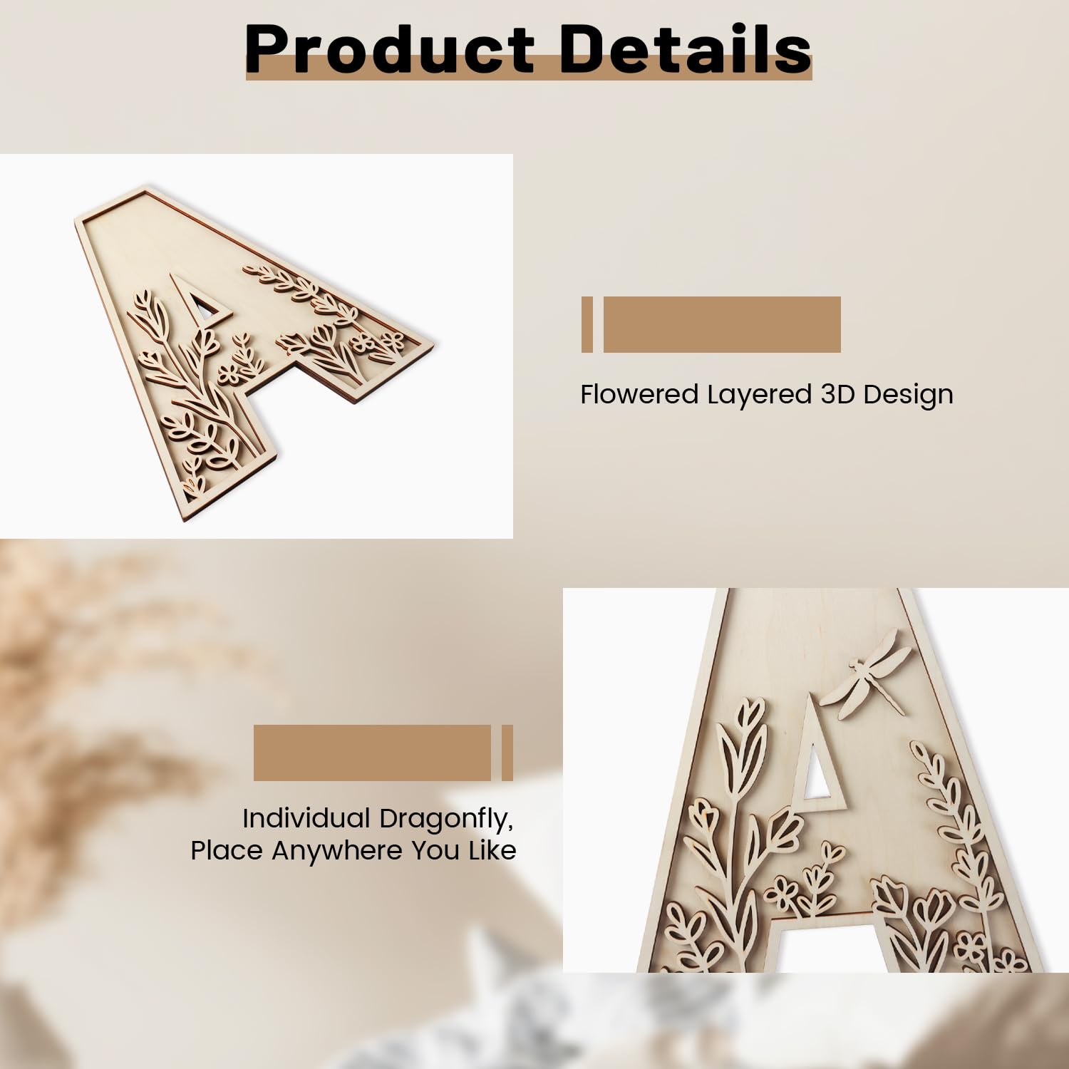 Longan Craft Wall decor wood letters A for personalized home signage