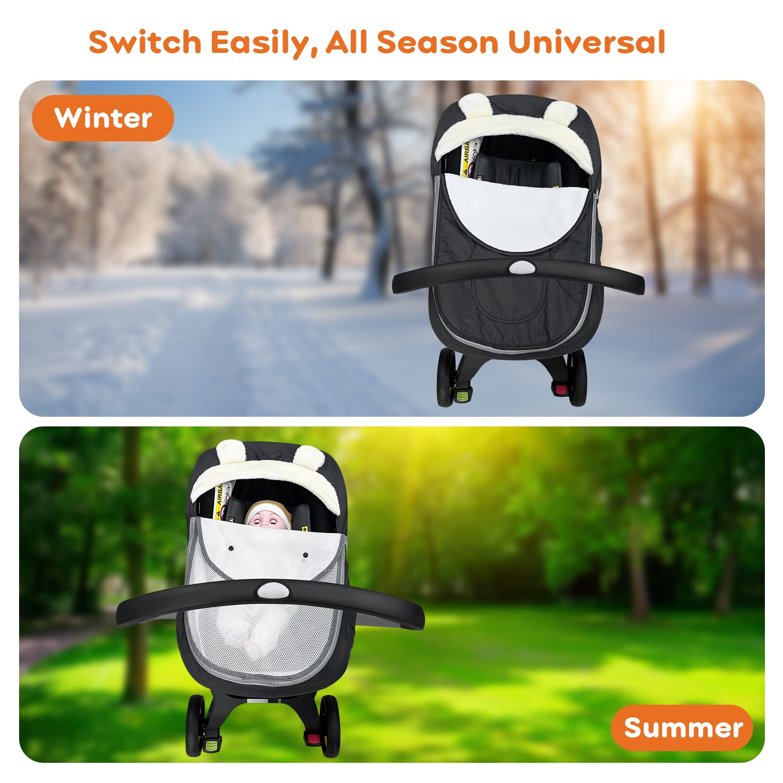 Longdafei baby car seat cover thickened warmth shields from wind in cold months.