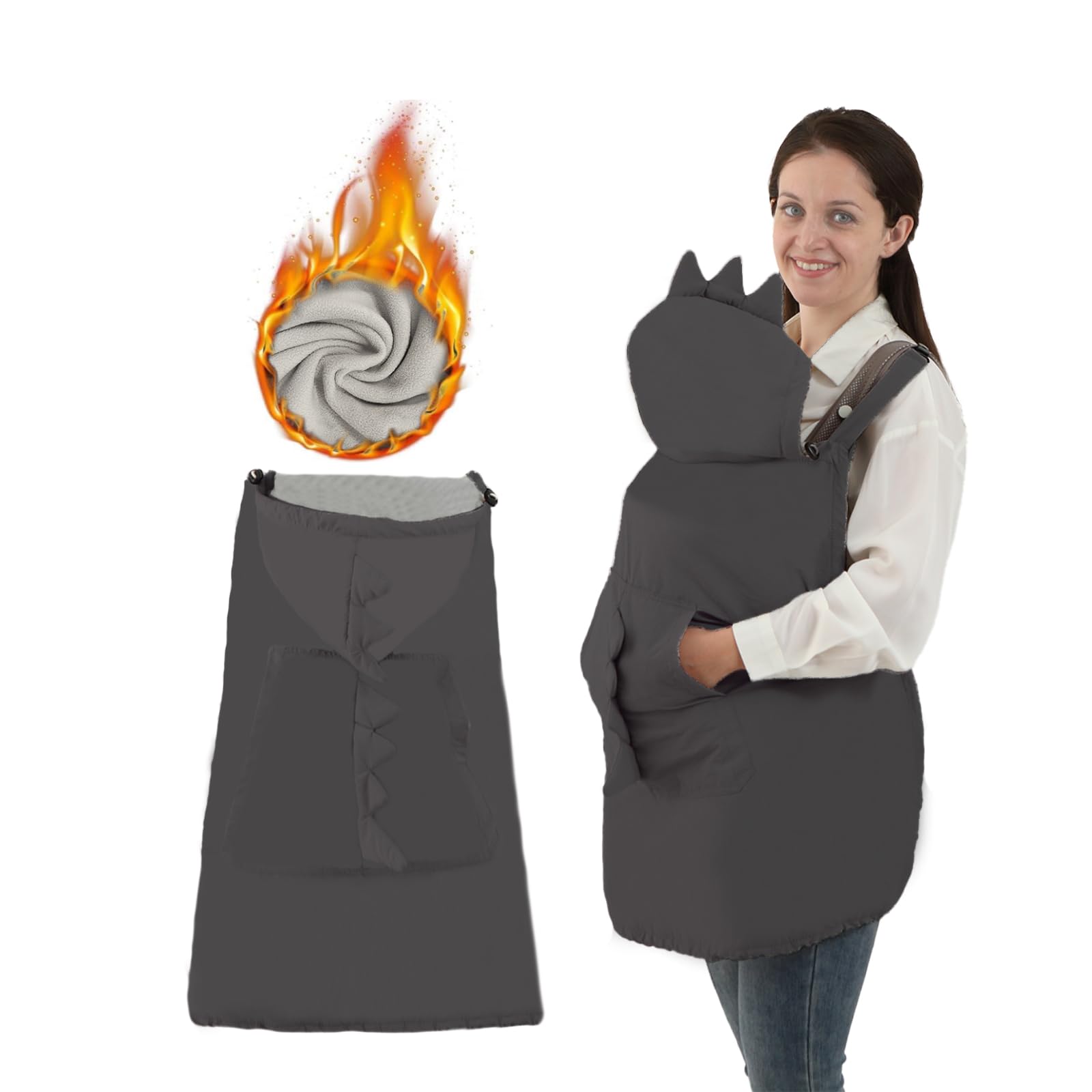 Longdafei baby carrier winter cover hood adjustable for growing babies and added warmth.
