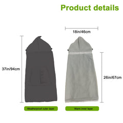 Longdafei baby carrier winter cover pocket-lined pockets keep hands warm and essentials secure.