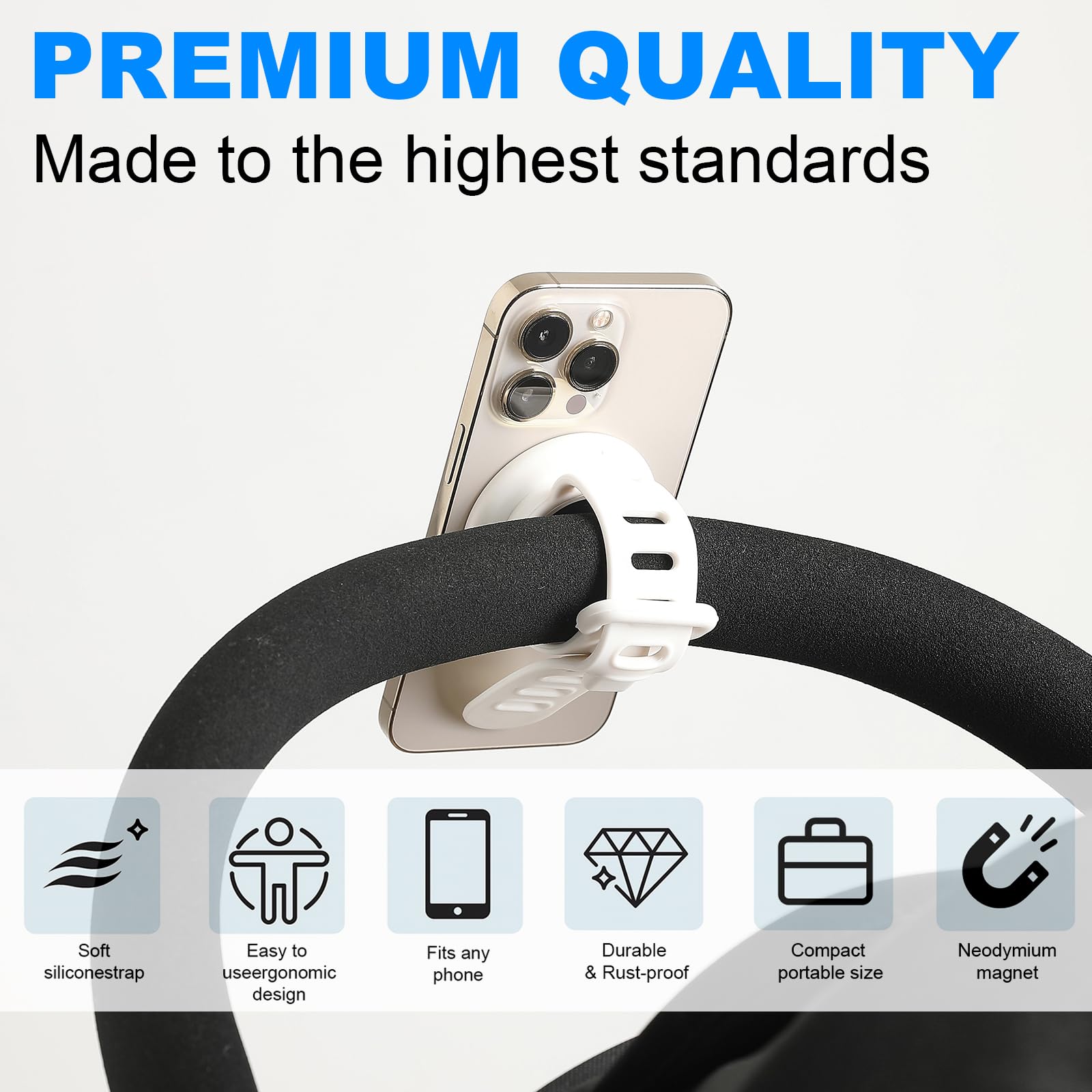 Longomat adjustable strap demonstrates flexible fit on bars.