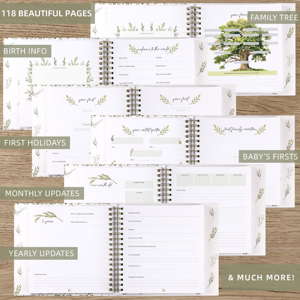 LONLAT Keepsake Baby Memory Book first words section records adorable milestones.