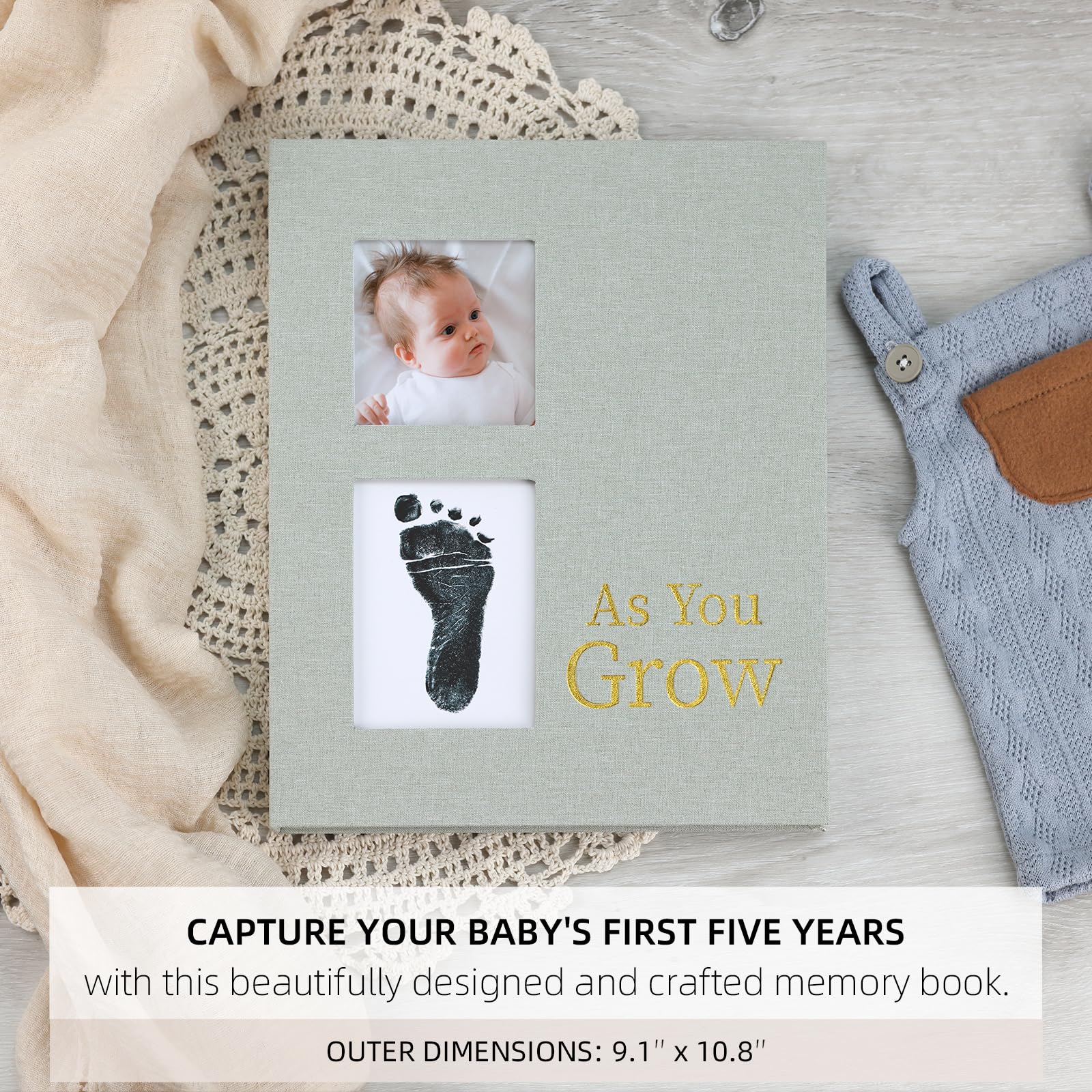 LONLAT Keepsake Memory Book linen-textured cover highlighting premium gender-neutral design for memories.
