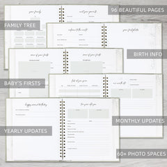 LONLAT Keepsake Memory Book ultrasound and firsts pages capture early moments for reflection.