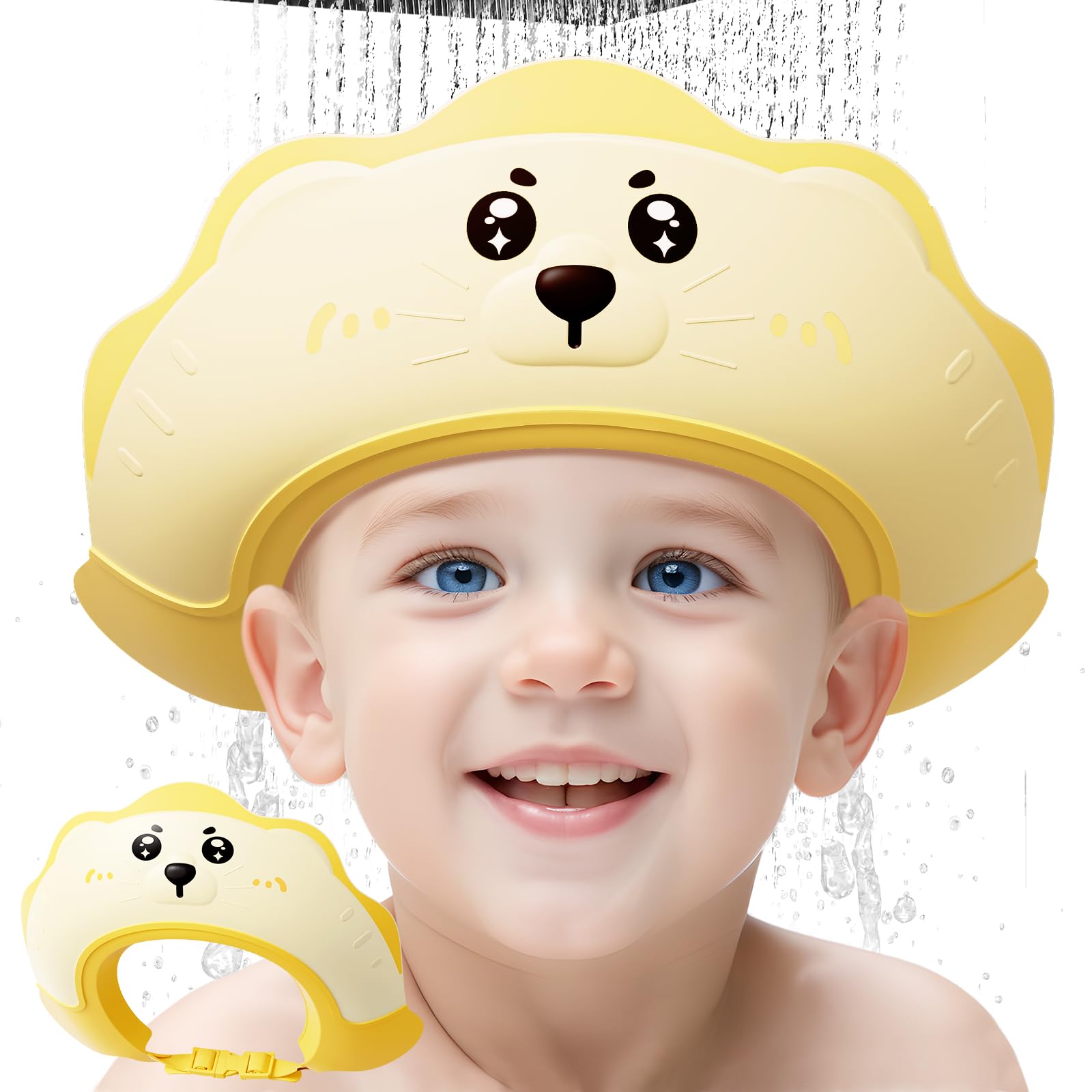 Lonlown baby shower cap lion front view protects eyes during shampooing