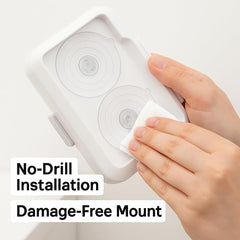 Loo discreet wipes dispenser mounted on tile, no-drill installation saves walls.