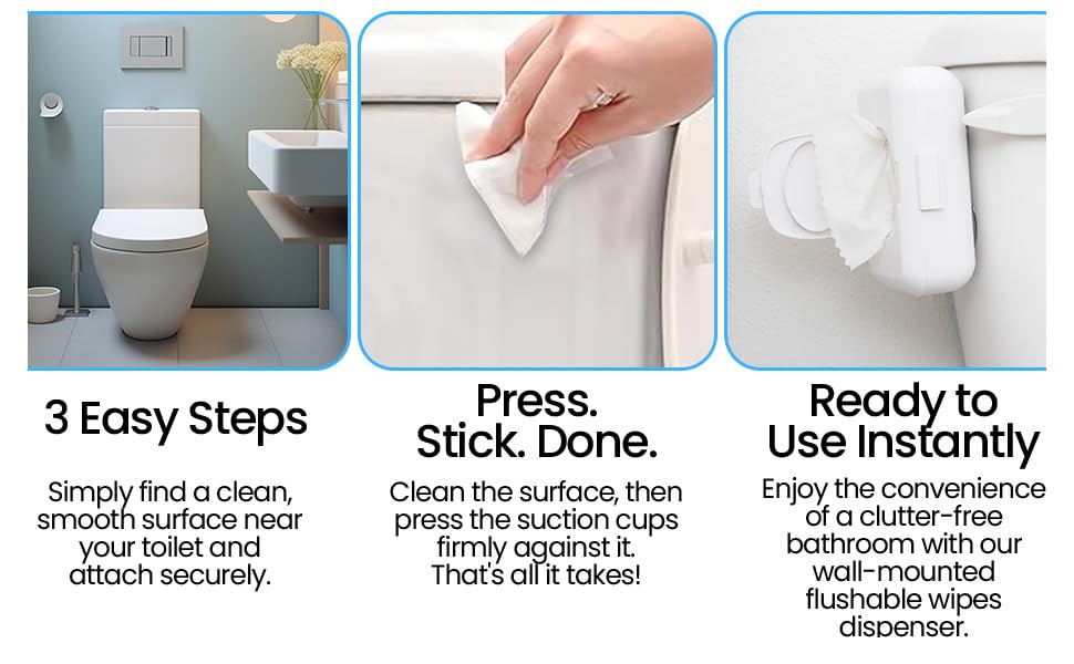 Loo discreet wipes dispenser mounted on toilet tank, wipes within easy reach.