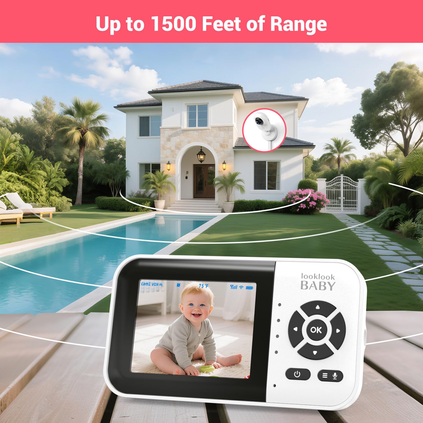 Look Look BABY two-way audio for soothing talks from another room.