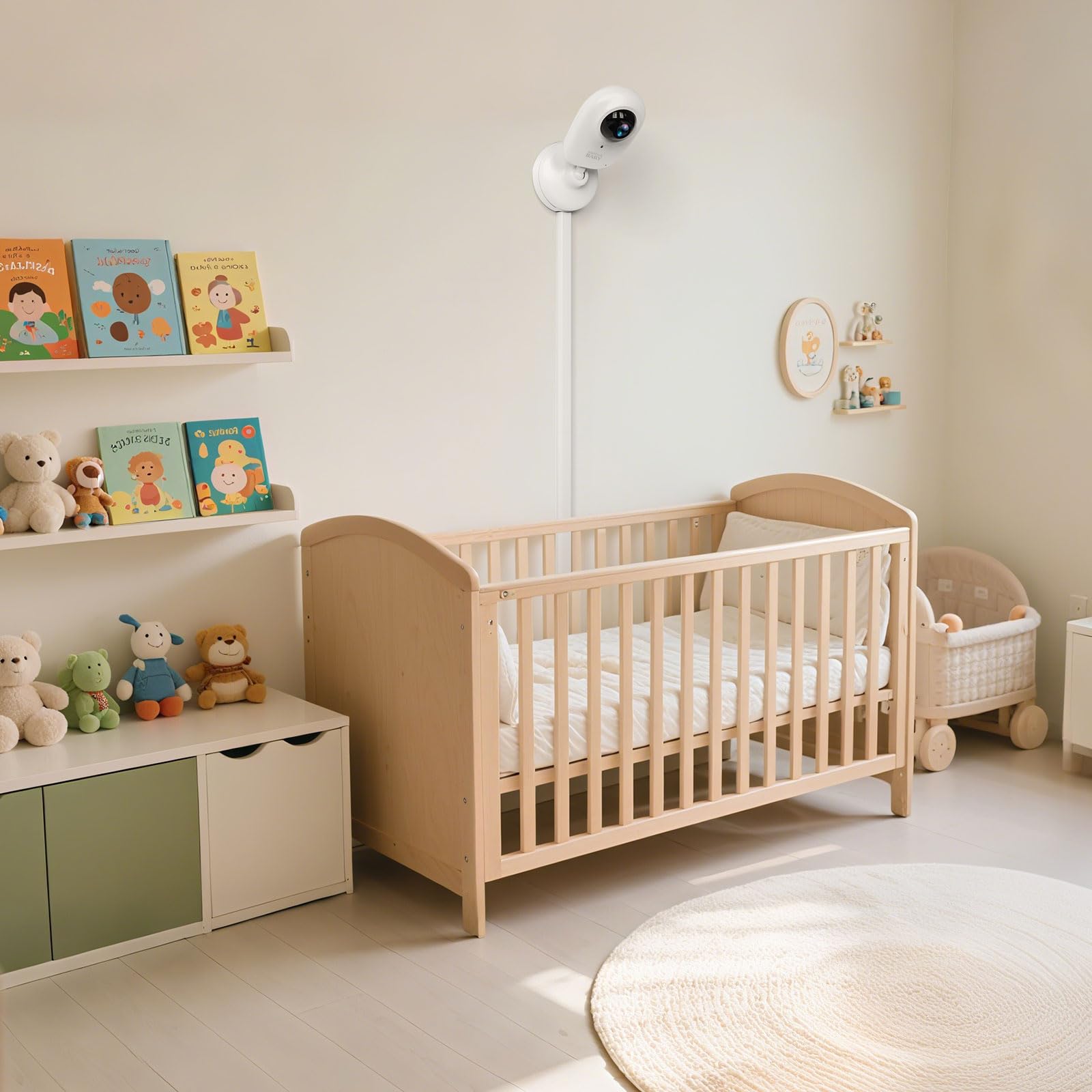 Look Look BABY wall mount and smart watch compatibility for flexible setup.