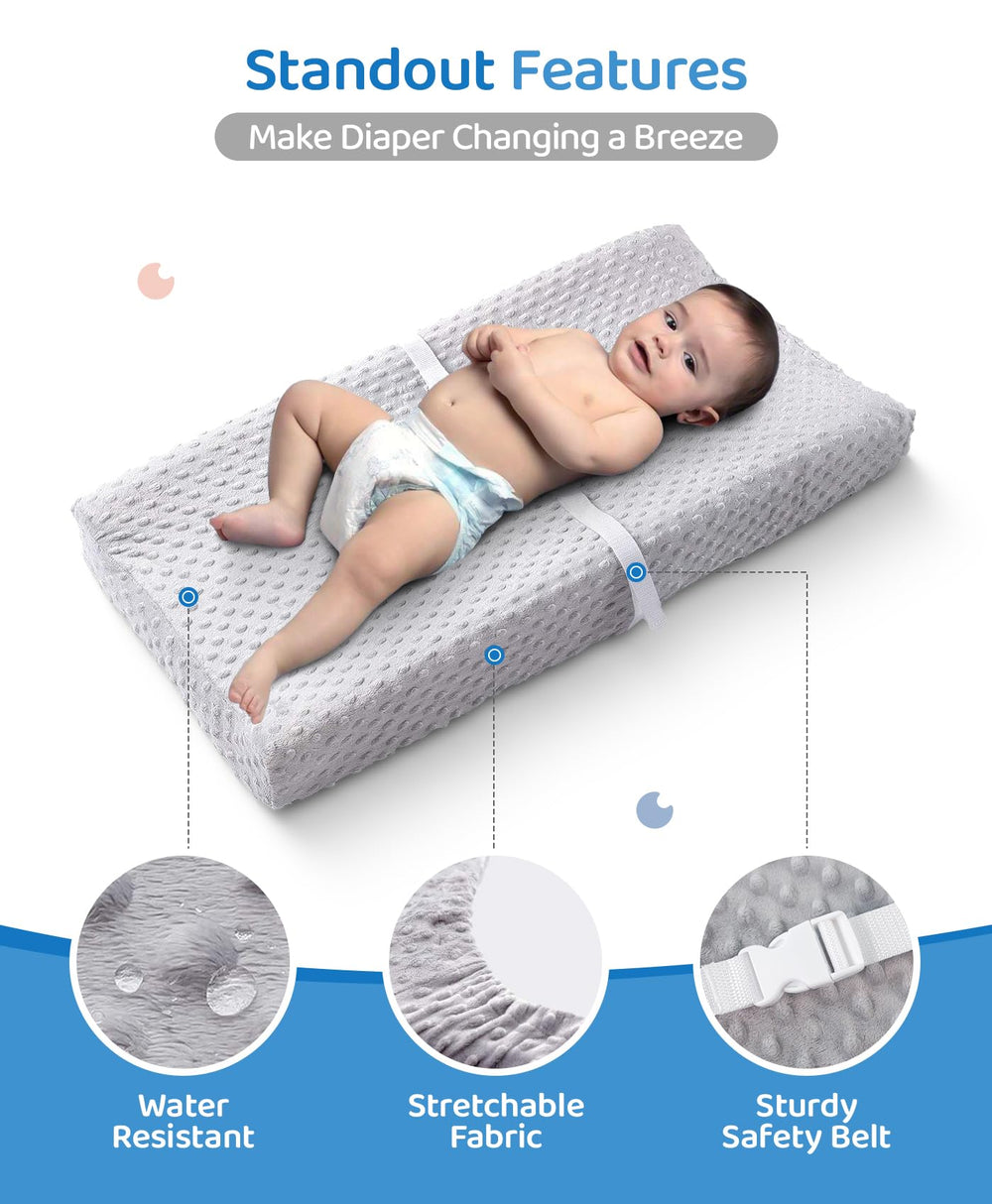 Loonah changing pad cover removable and machine washable for easy cleanup.