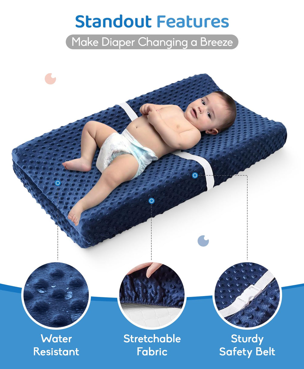 LOONAH changing pad with cover showing removable machine-washable surface for quick cleanups.