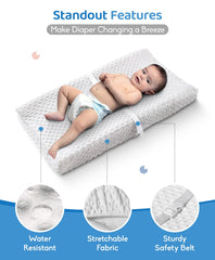 Loonah compact pad with contoured sides provides secure positioning during changes.