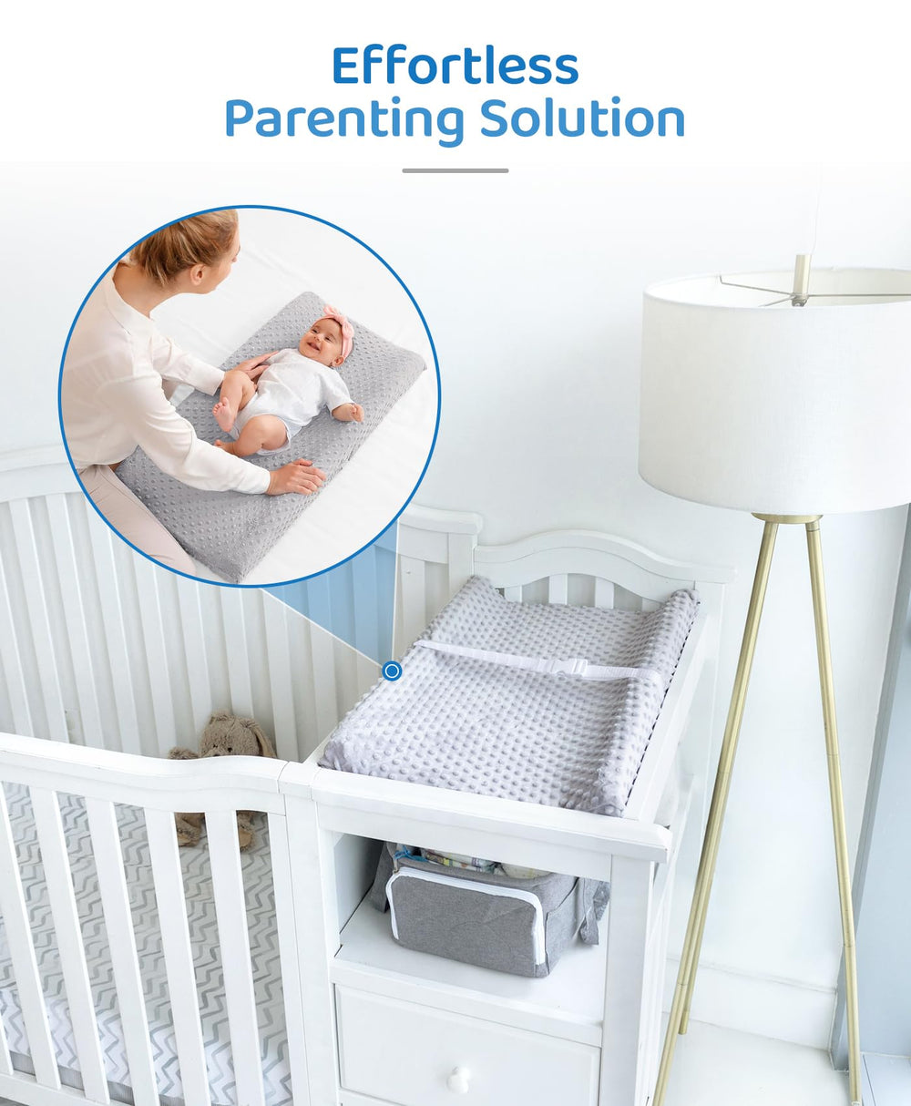 Loonah compact pad shown in nursery or on the go for travel use.