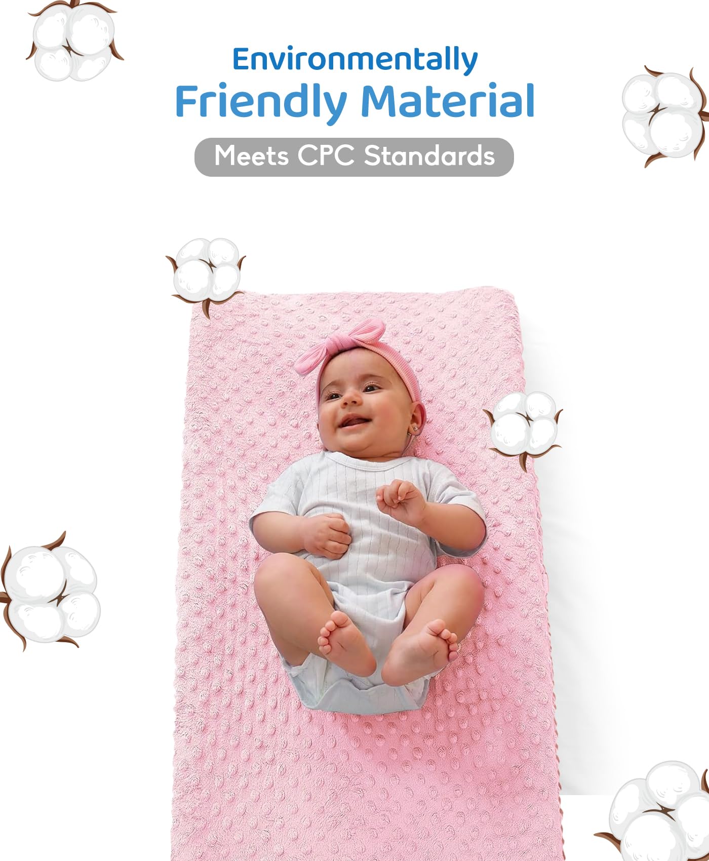 Loonah waterproof and hypoallergenic surface protects baby and keeps area clean.