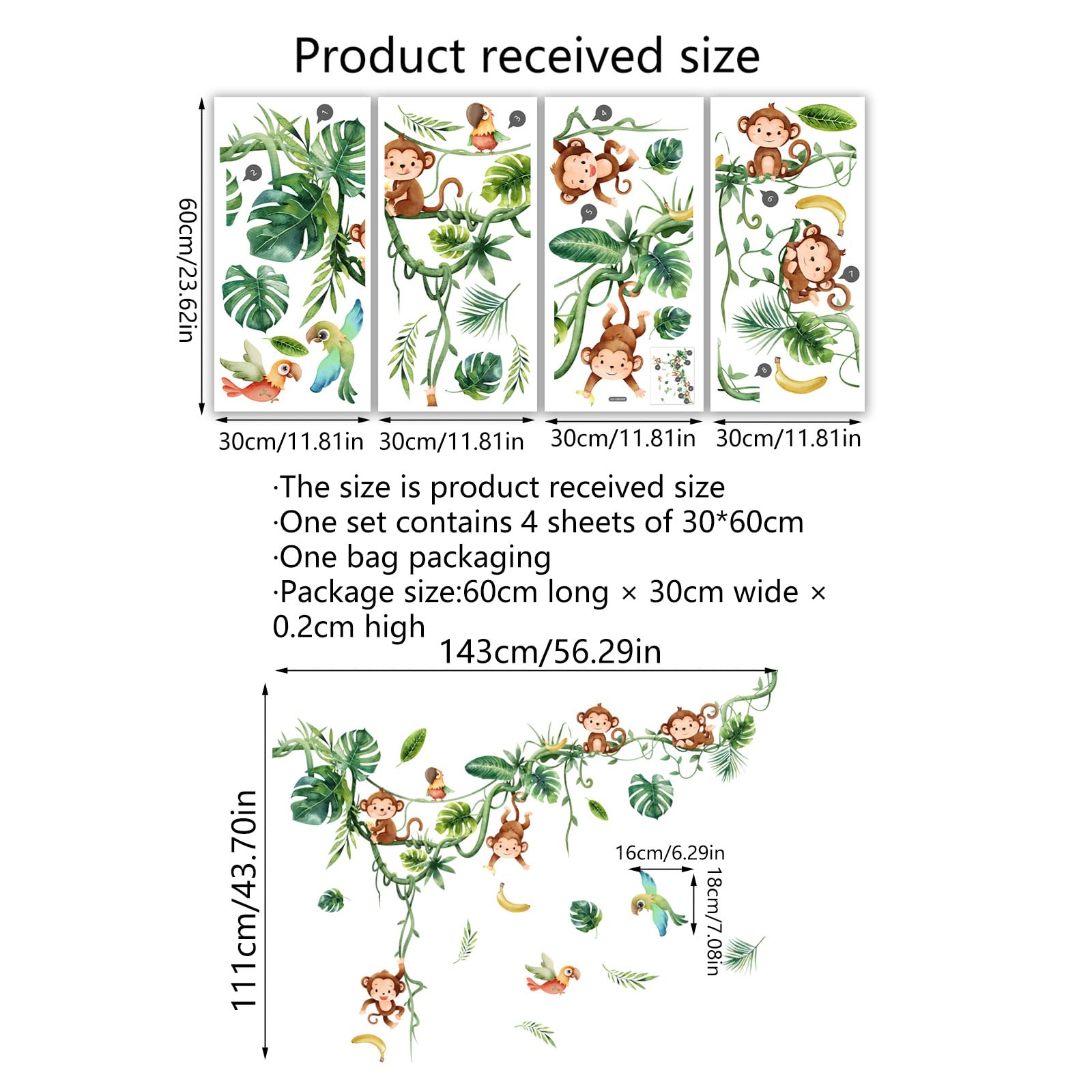 LOONELO large jungle scene wall decal helps transform walls into safari backdrops.