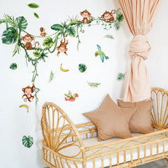 LOONELO monkey climbing tree wall decal adds playful jungle vibes to nurseries.
