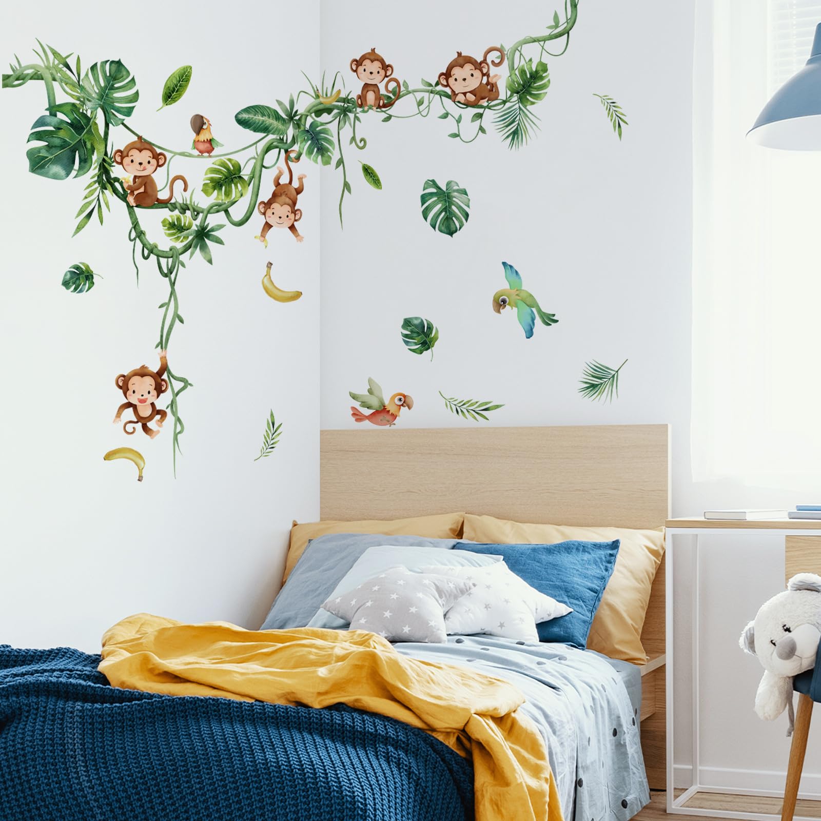 LOONELO vine leaves jungle wall sticker creates lush immersive backdrops.