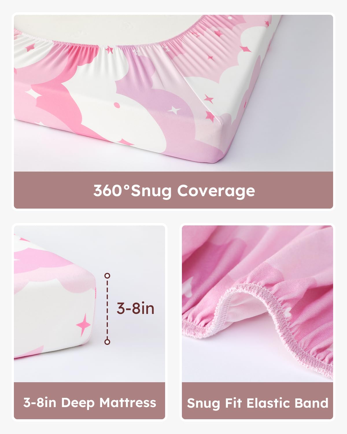 Looxii 3-pack mini crib sheets for quick changes.