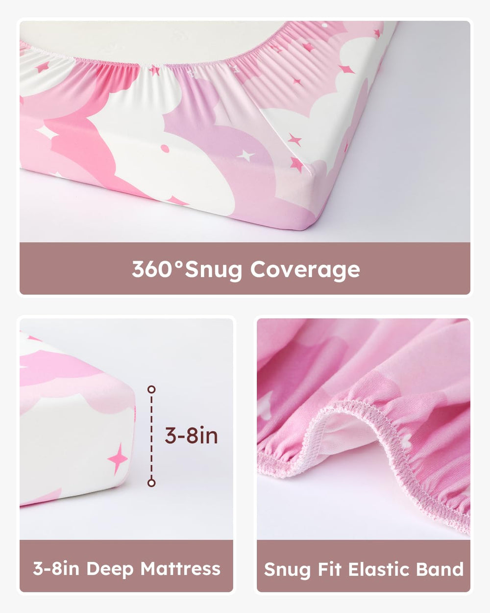 Looxii 3-pack mini crib sheets for quick changes.