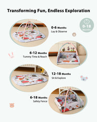 Looxii Baby Play Gym mirror and teether promote self-discovery and soothing relief.