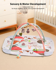 Looxii Baby Play Mat in gray animal design supports spacious play and movement.