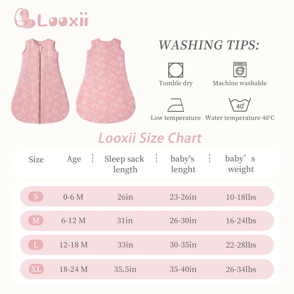 Looxii sleep sack side view highlighting roomy bottom for leg movement