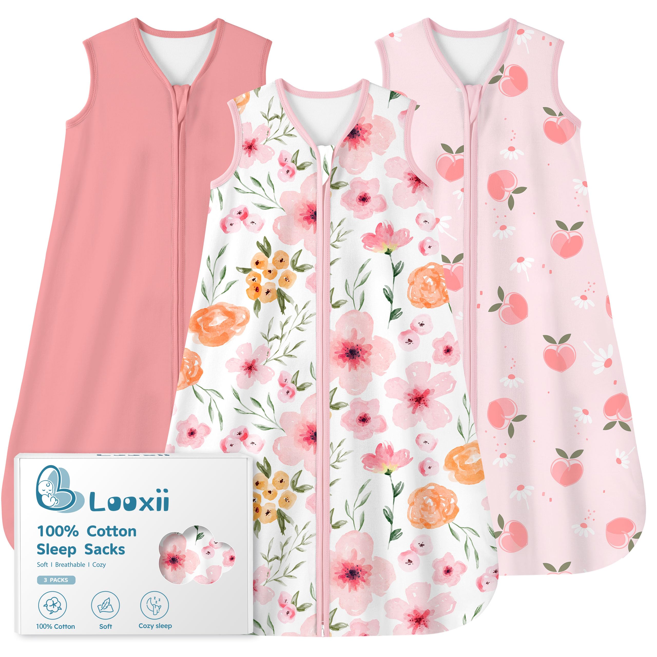Looxii baby sleep sack in soft cotton offers breathable comfort for delicate newborn skin.