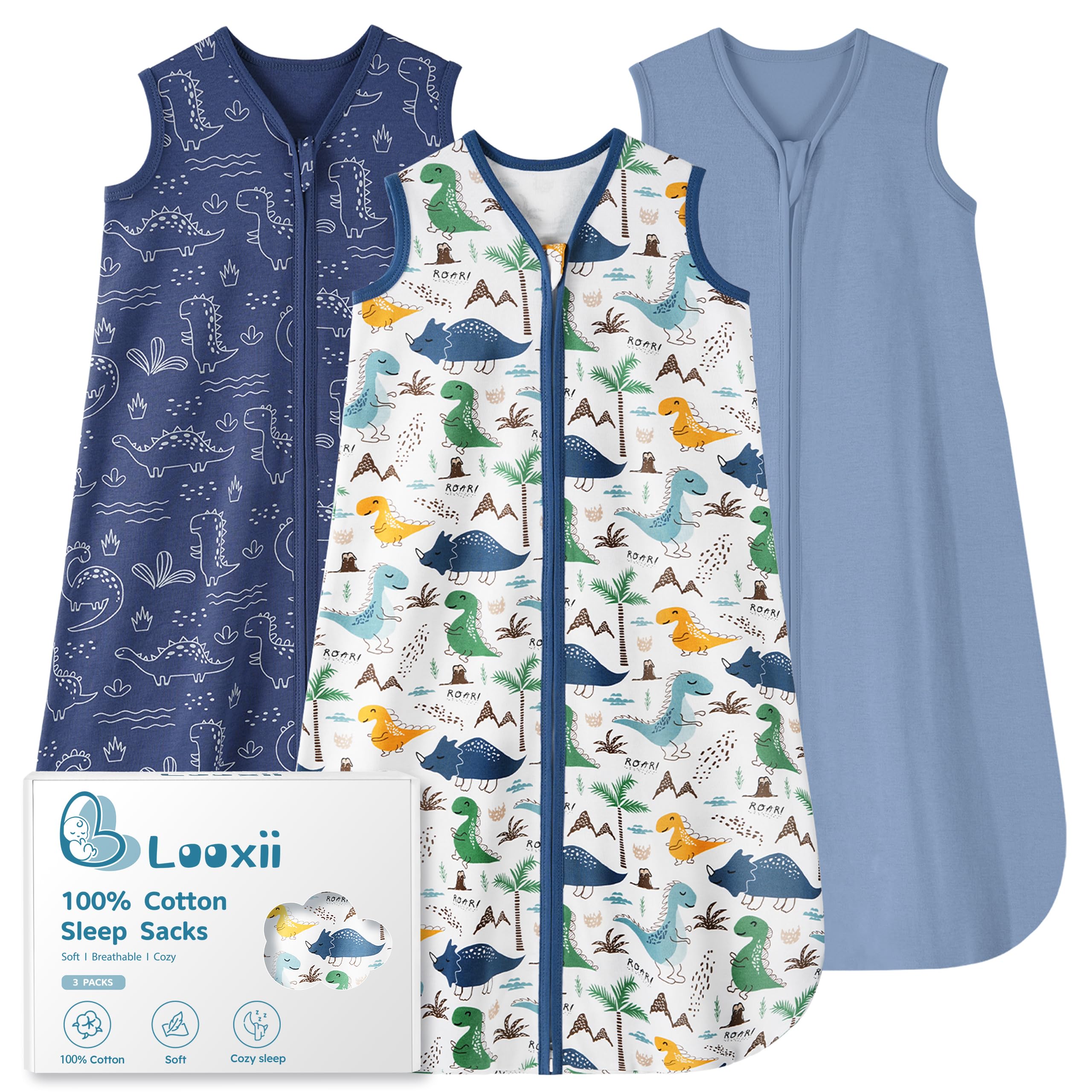 Looxii baby sleep sack with soft cotton fabric for breathable comfort.