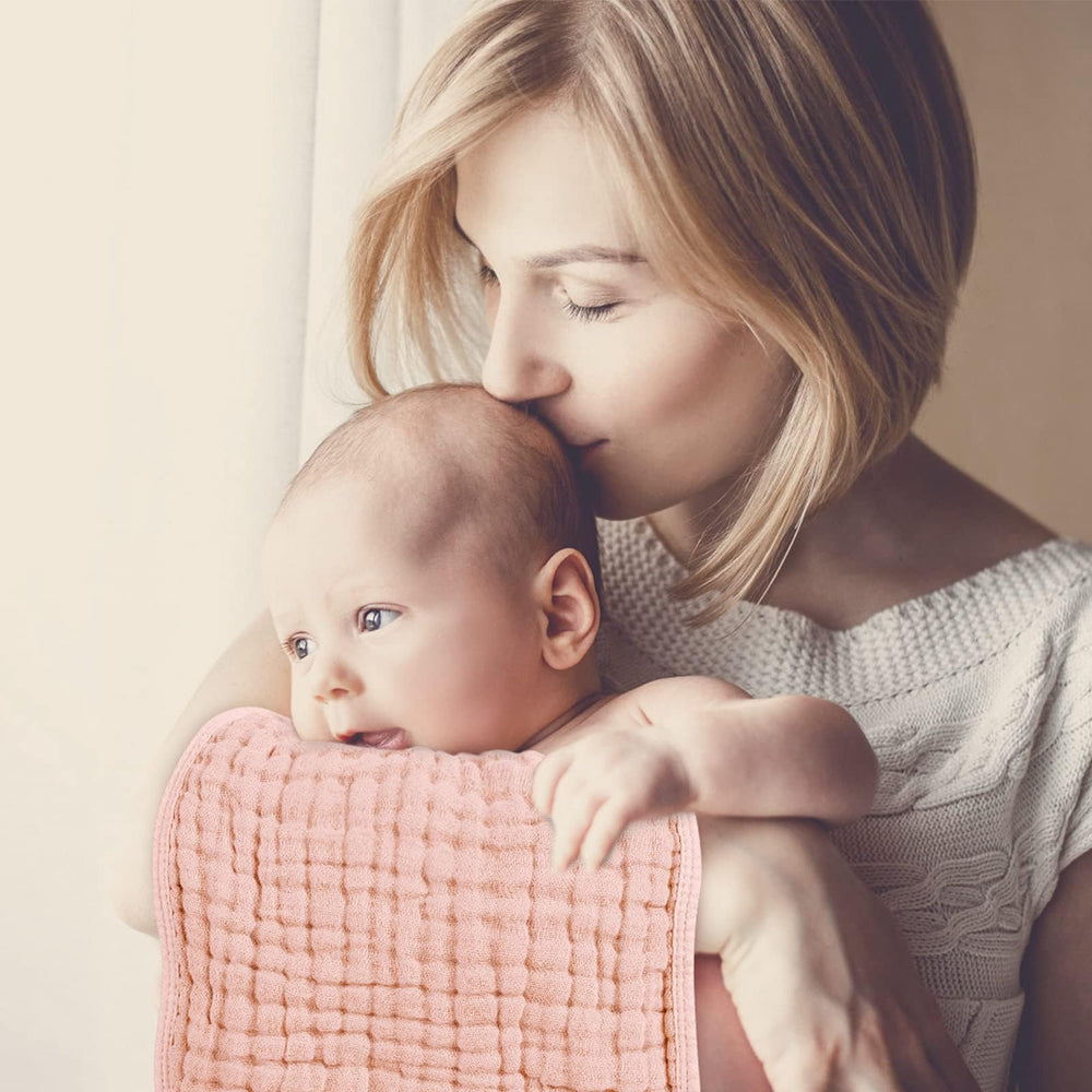 Looxii 6-pack muslin cloths—multi-use baby care.