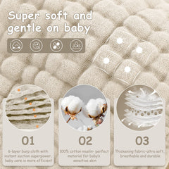 Looxii muslin burp cloths 20x10 inches in apricot and coffee tones.