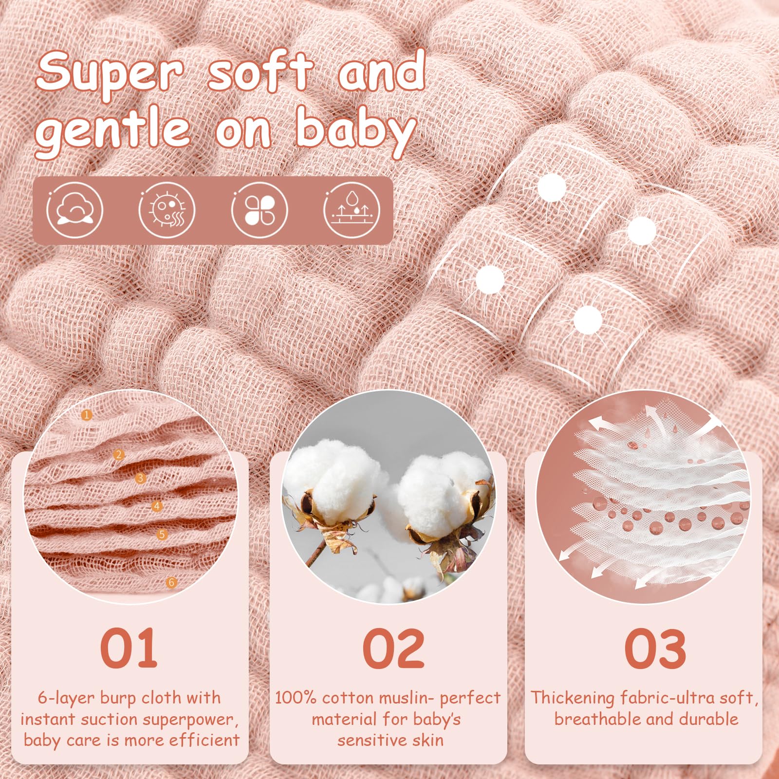 Looxii muslin burp cloths 20x10 inch size provides full shoulder coverage.