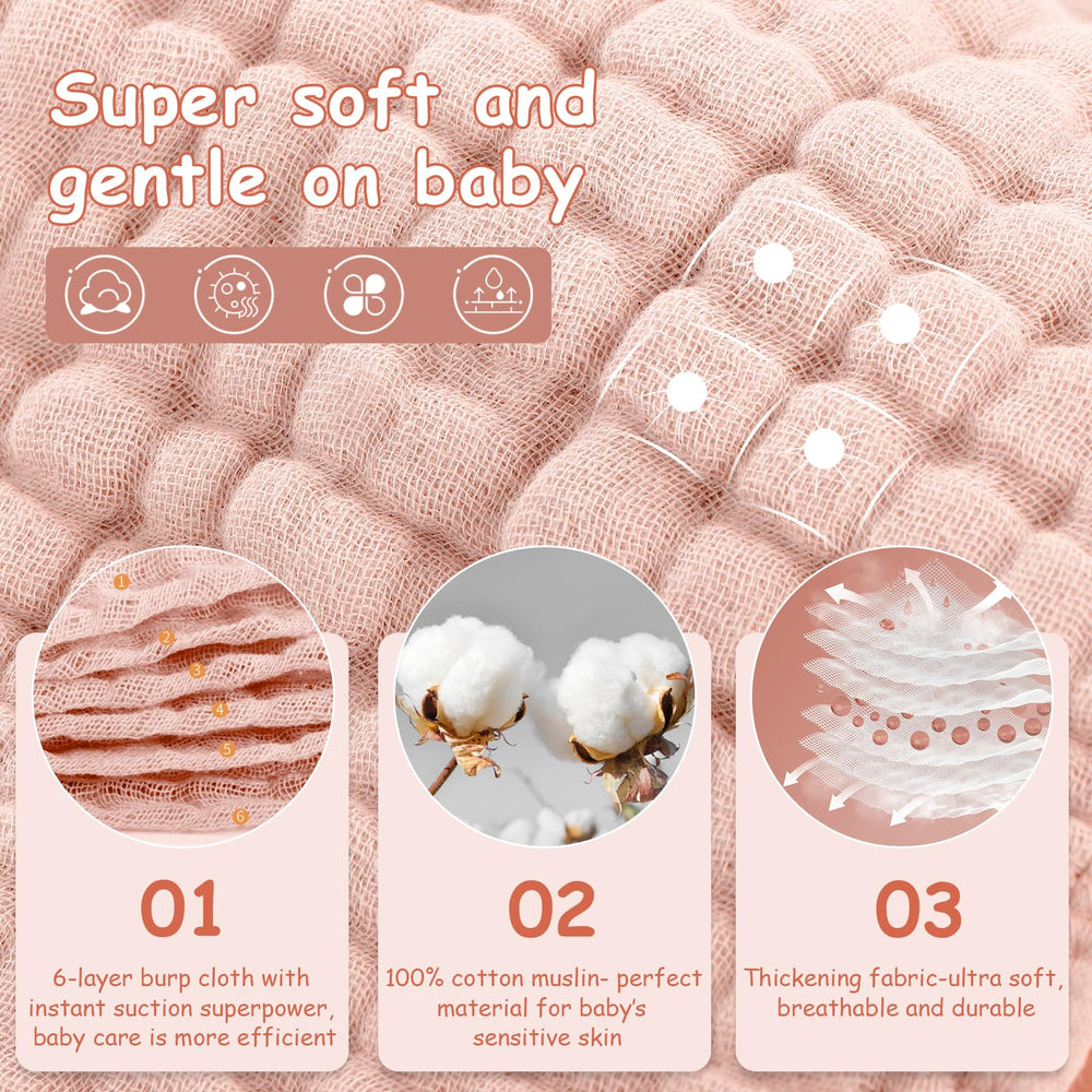Looxii muslin burp cloths 20x10 inch size provides full shoulder coverage.