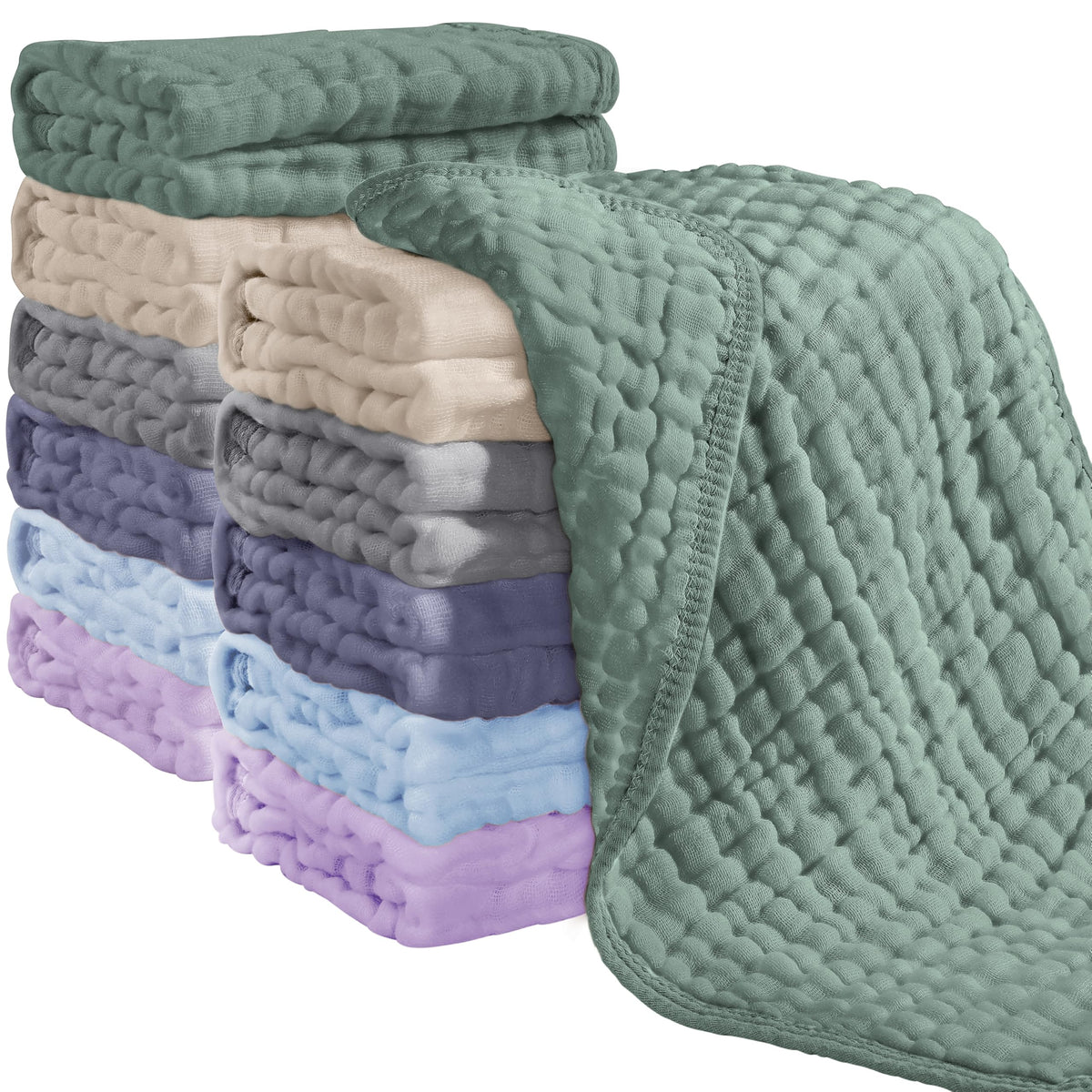 Looxii Muslin Burp Cloths, 20x10 inches, soft and absorbent for gentle burping.