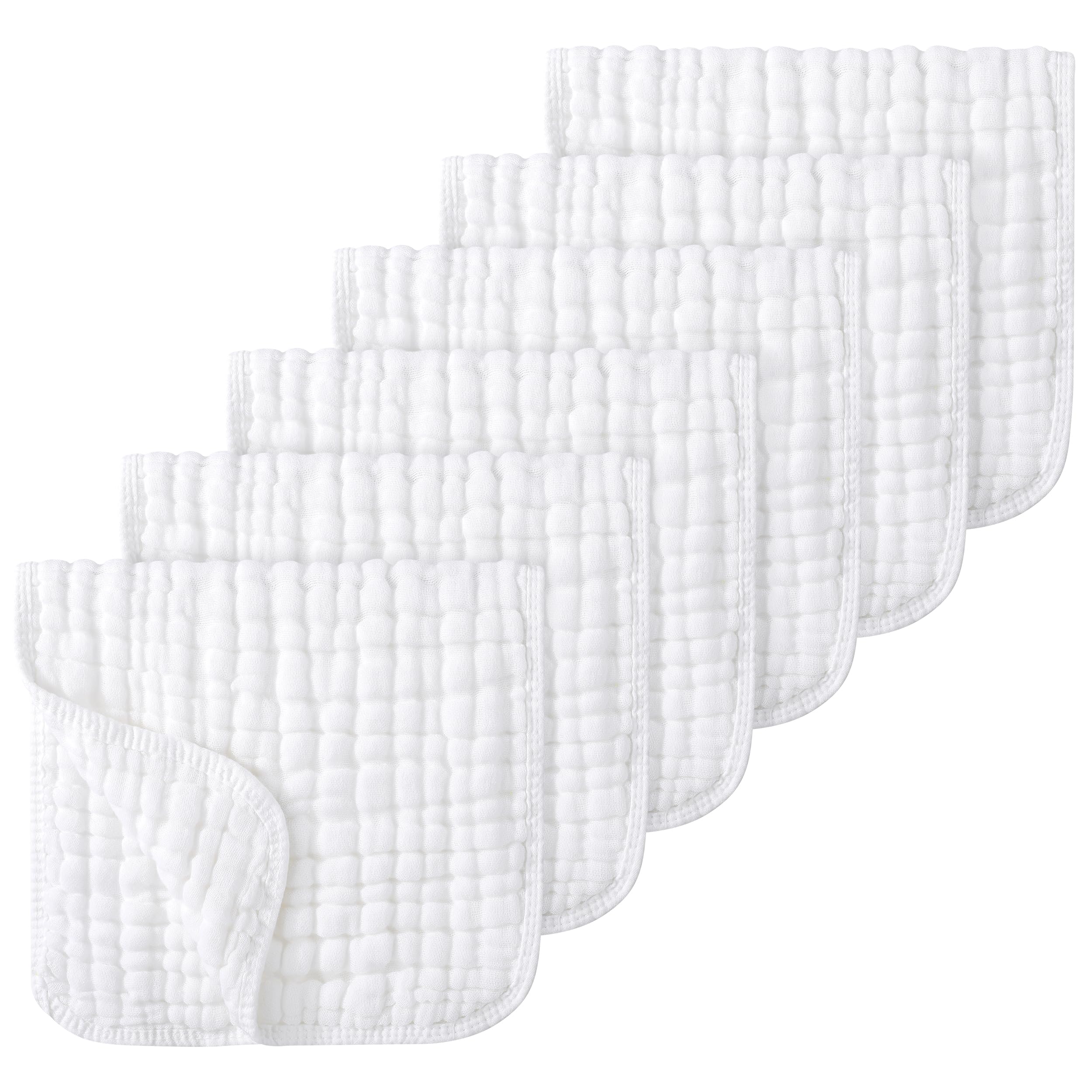 Looxii muslin burp cloths 6-layer absorbency soaks up messes quickly.
