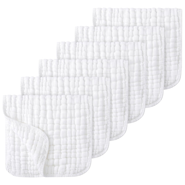 Looxii muslin burp cloths 6-layer absorbency soaks up messes quickly.