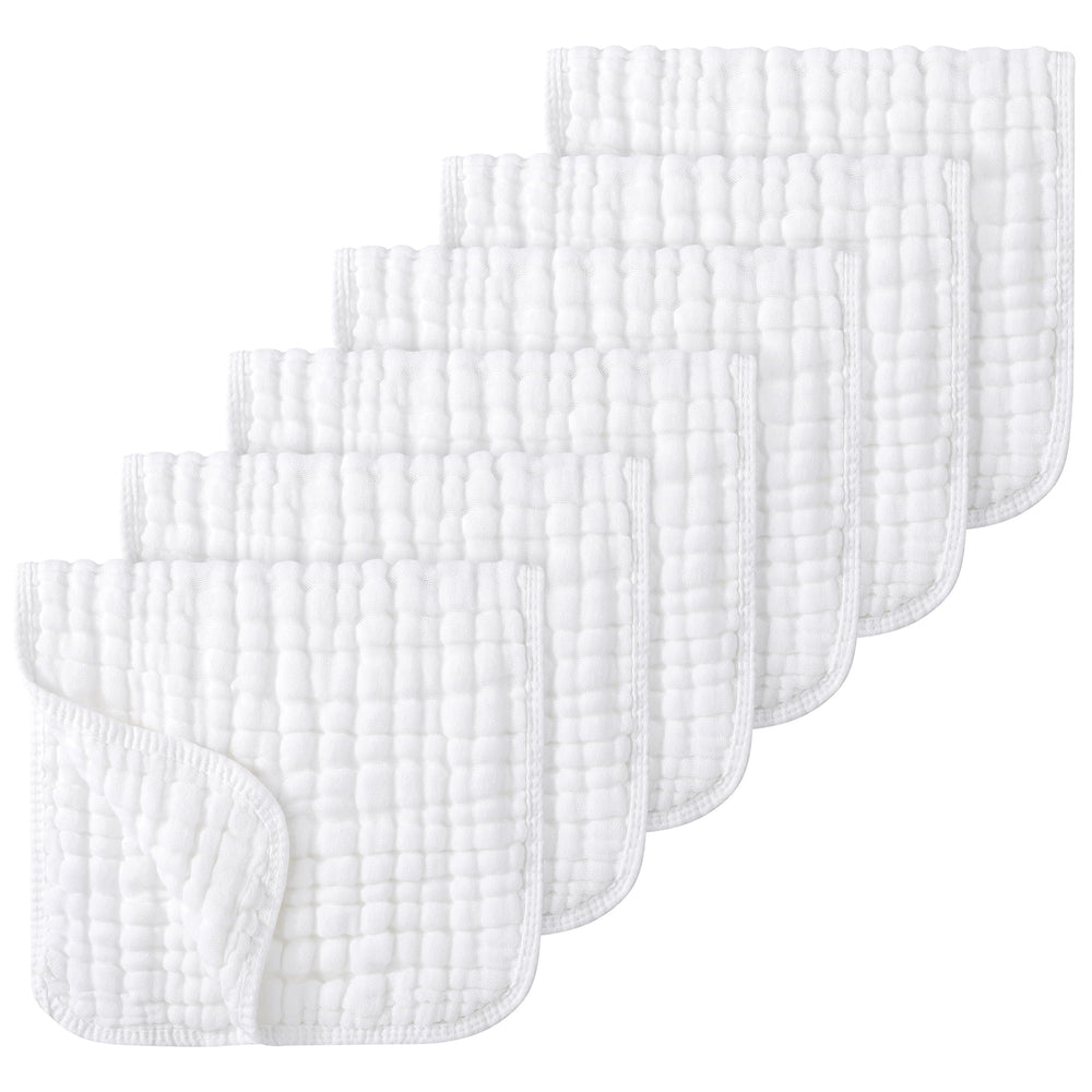 Looxii muslin burp cloths 6-layer absorbency soaks up messes quickly.