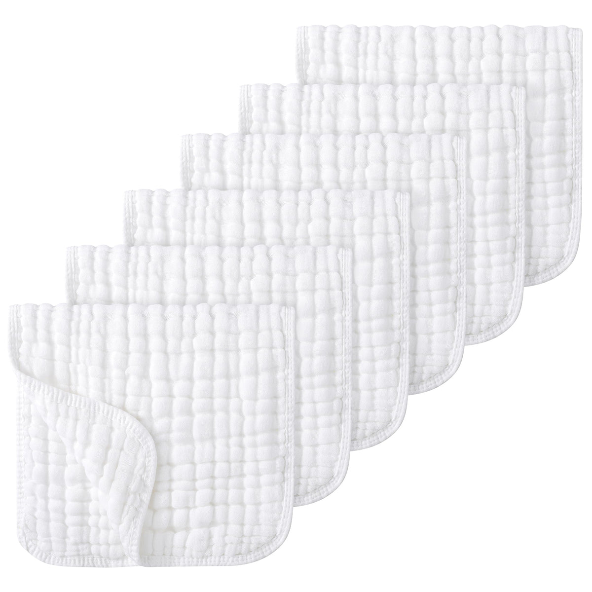 Looxii muslin burp cloths 6-layer absorbency soaks up messes quickly.