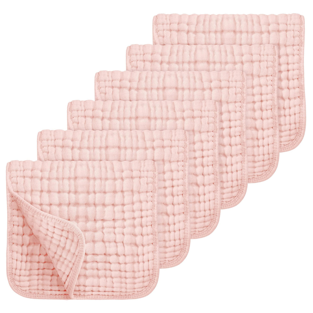 Looxii muslin burp cloths 6-pack—soft, gentle on baby skin.