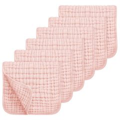 Looxii muslin burp cloths 6-pack—soft, gentle on baby skin.