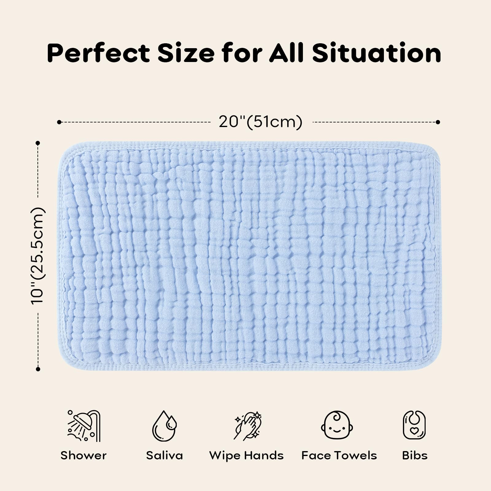 Looxii muslin burp cloths blue gift-ready pack for baby showers.