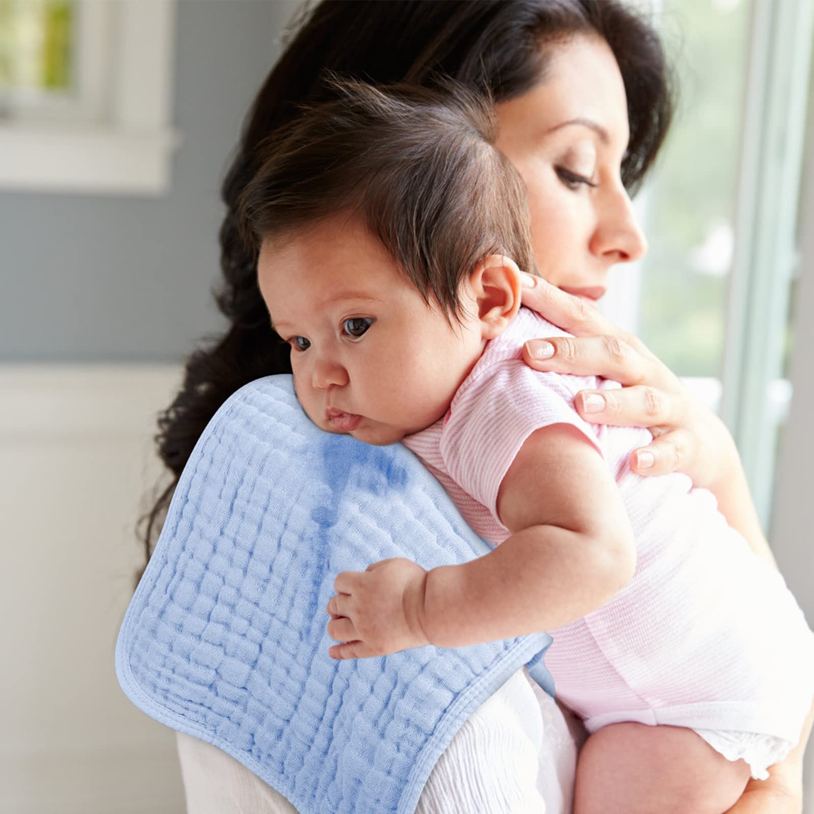 Looxii muslin burp cloths blue ultra-soft cloth for delicate skin.