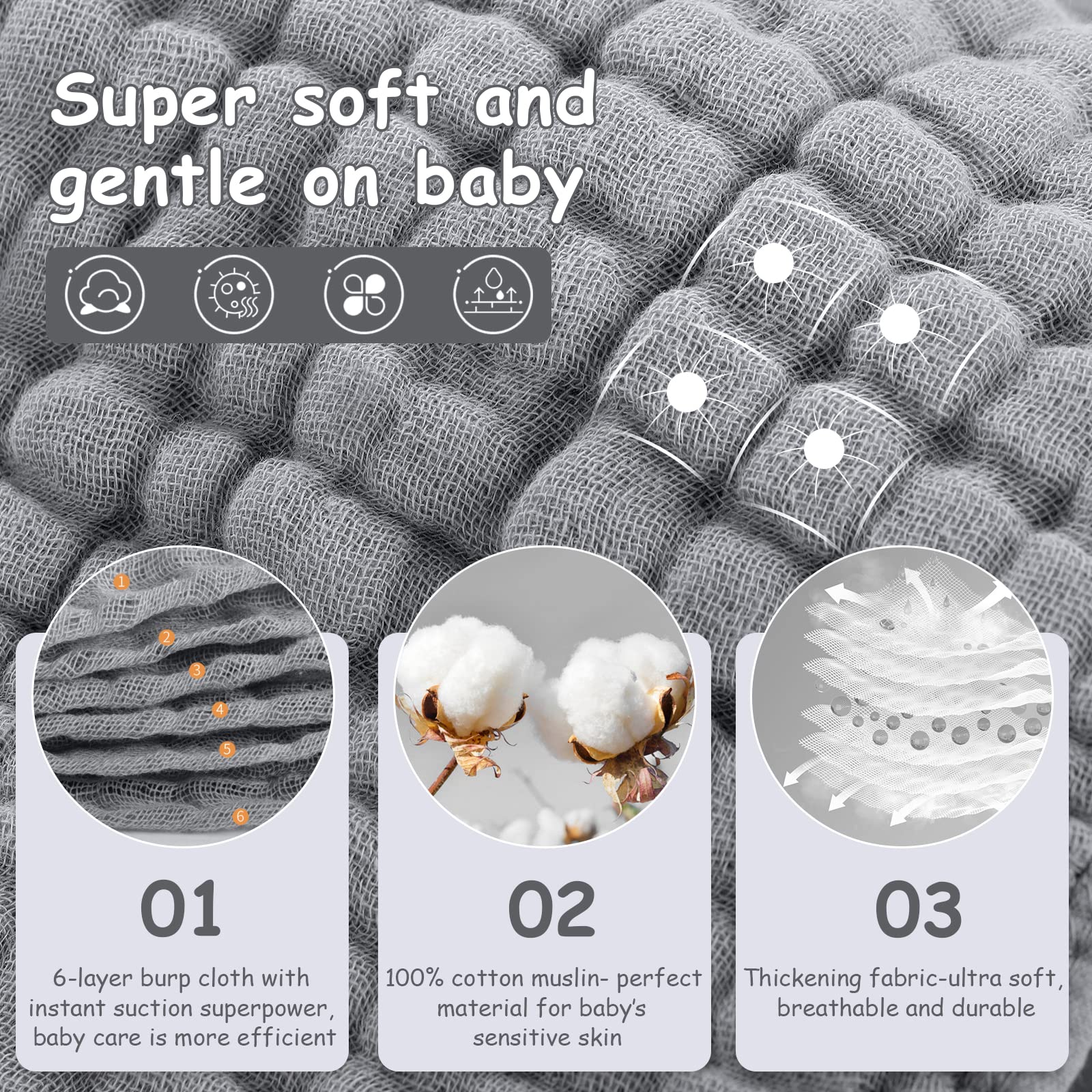 Looxii muslin burp cloths 20x10 inches ideal for daily use