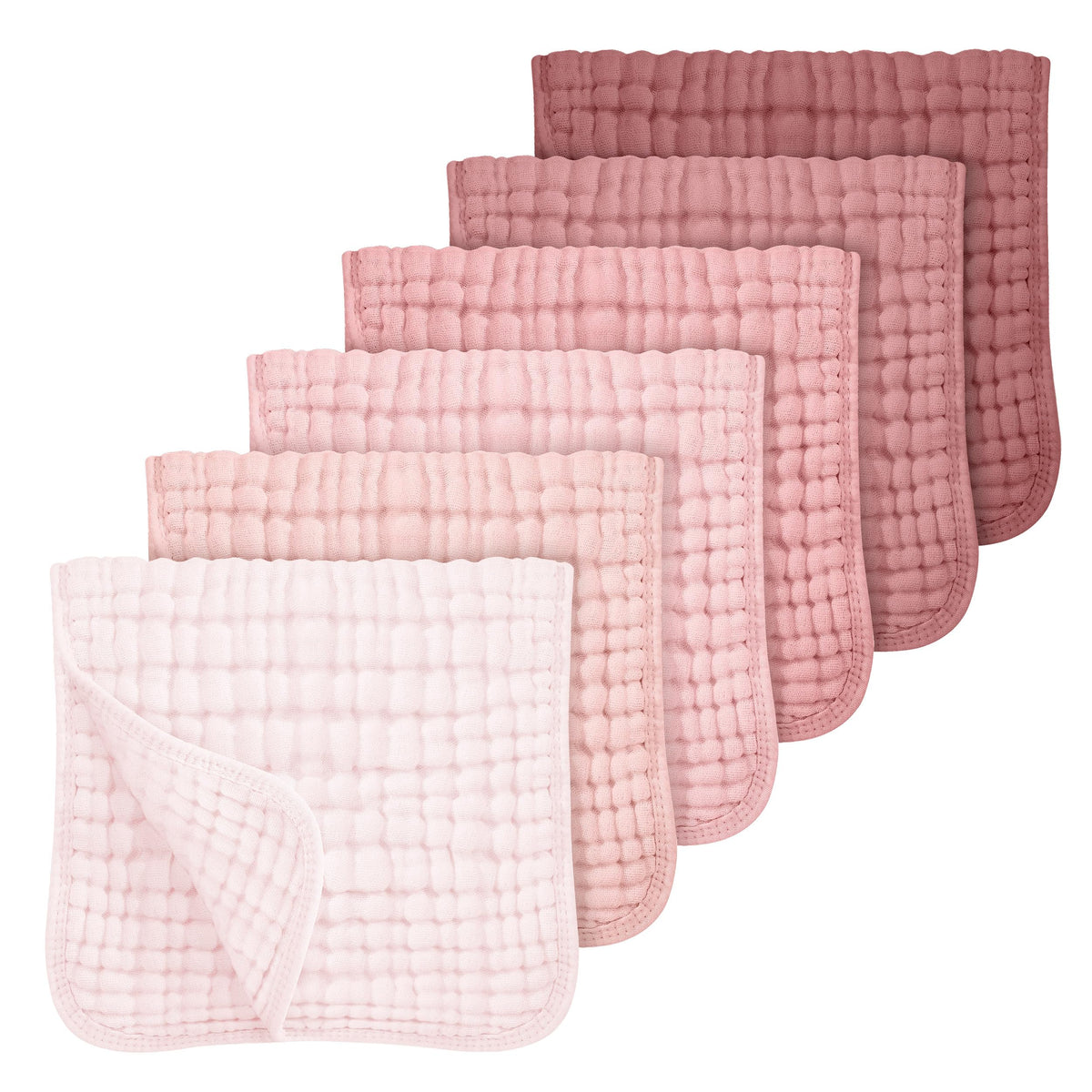 Looxii muslin burp cloths gradient pink pack offers gentle newborn protection.