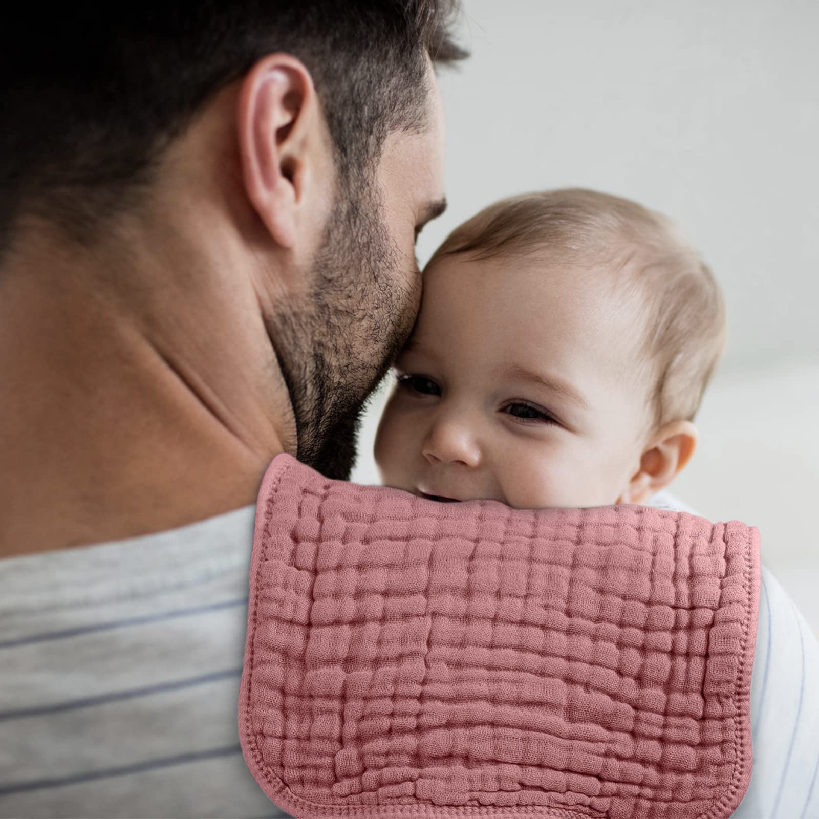 Looxii muslin burp cloths multi-use option for burps, drool, wipes, or changing pad covers.