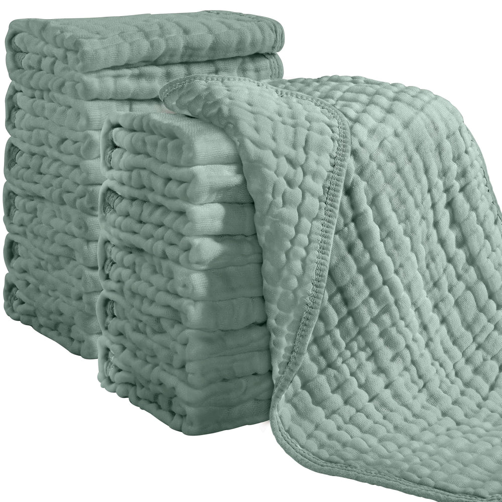 Looxii muslin burp cloths pack laid out for display, breathable cotton for gentle baby burps