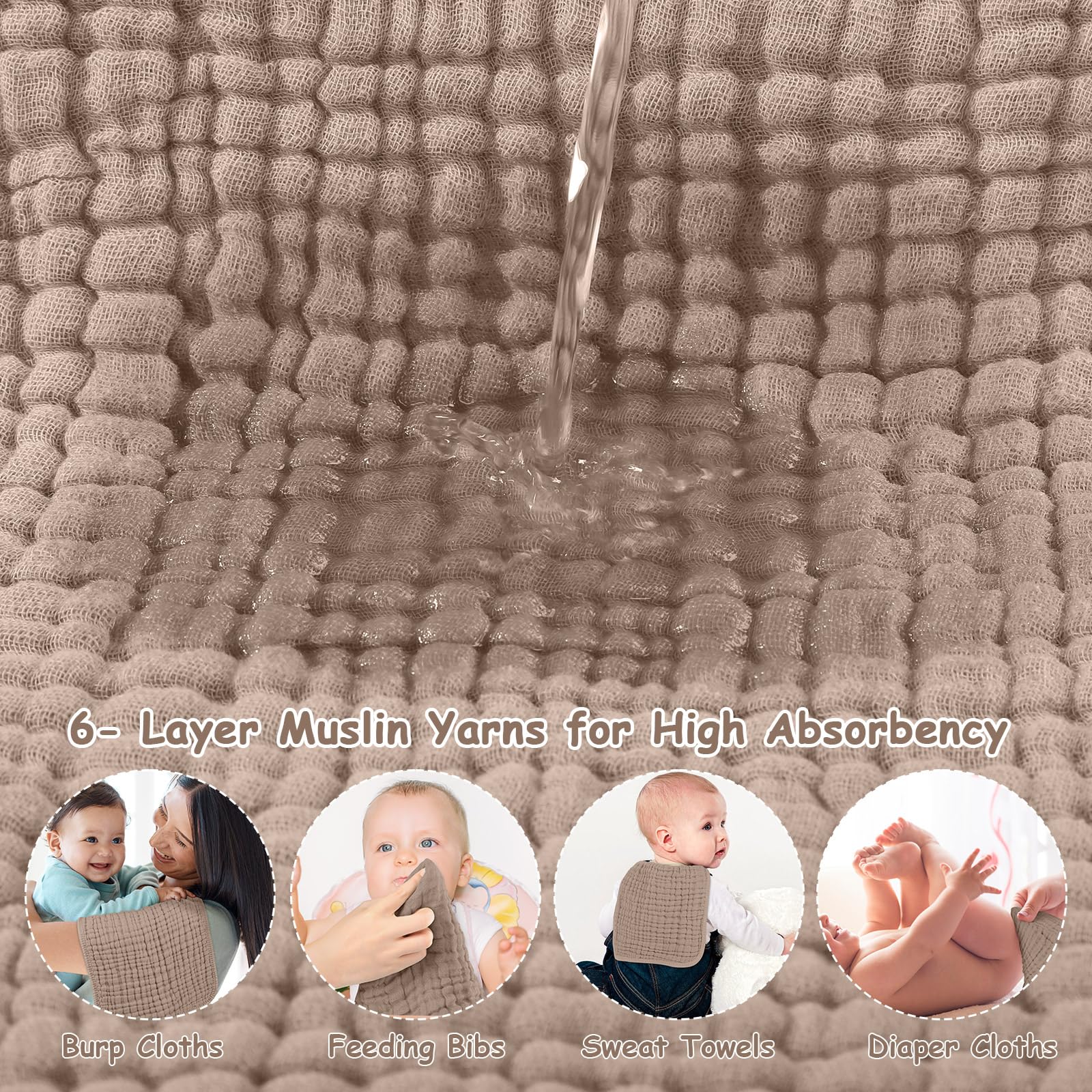 Looxii burp cloths size 20x10 inches for ample coverage