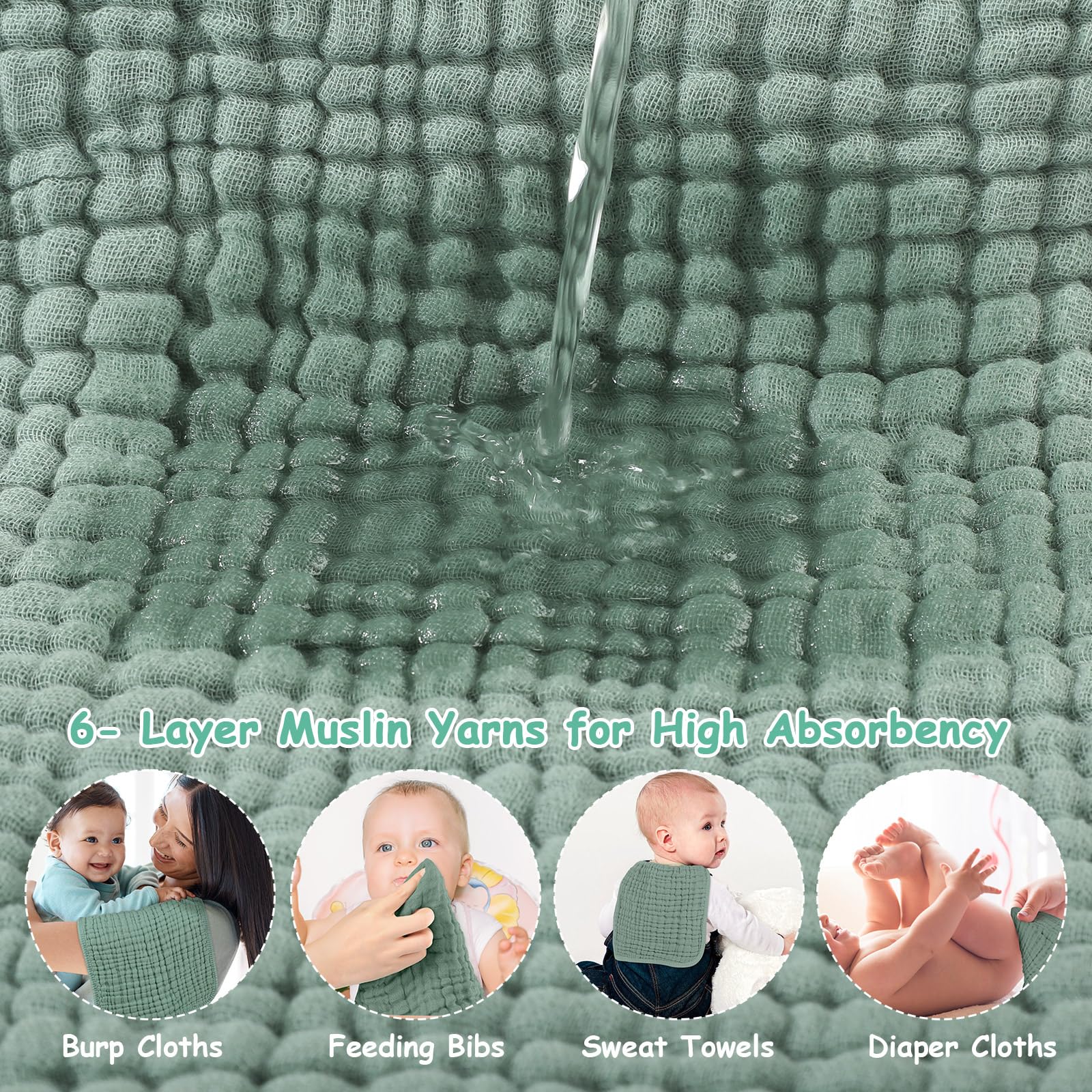 Looxii Muslin Burp Cloths ultra-soft touch against baby's skin